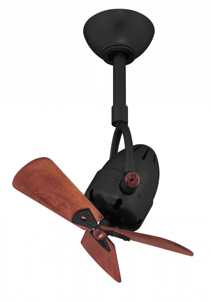 Diane - Oscillating Directional Ceiling Fan - Matte Black Finish - Mahogany Tone Wood Blades