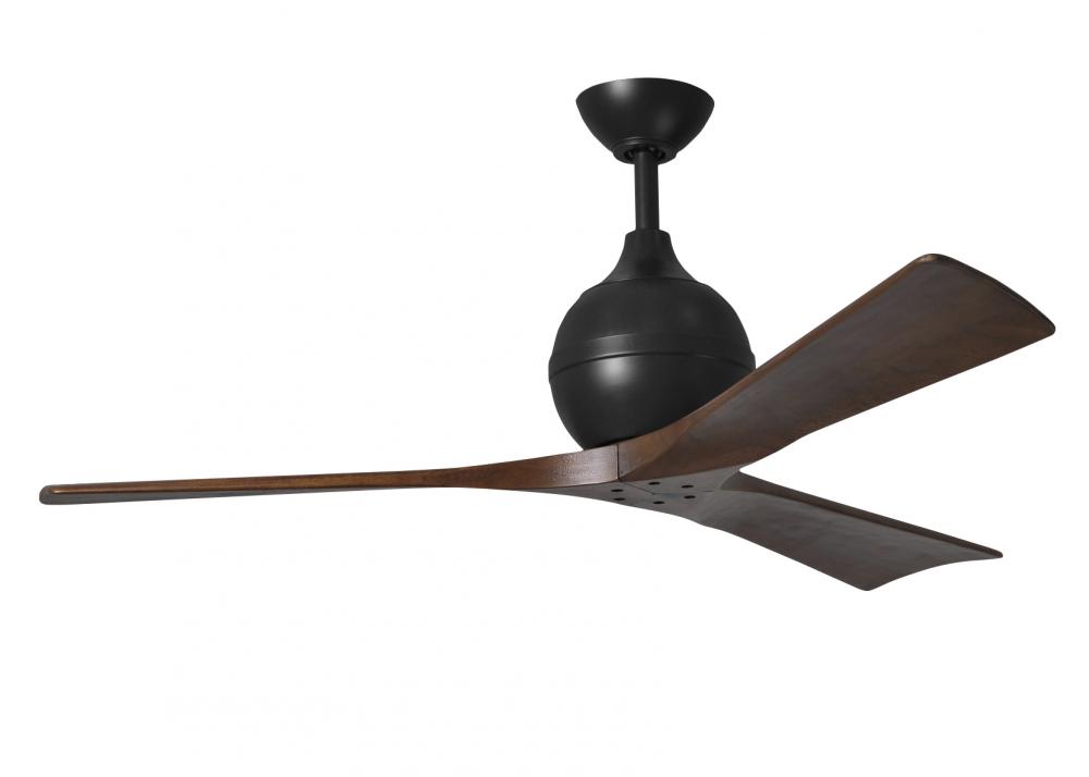 Irene-3 - Three Blade Paddle Fan - 52&#34; - Matte Black Finish - Walnut Tone Blades