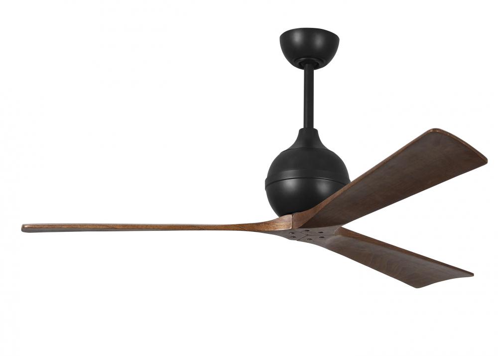 Irene-3 - Three Blade Paddle Fan - 60&#34; - Matte Black Finish - Walnut Tone Blades