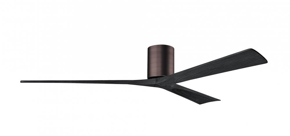 Irene-3H - Three Blade Flush Mount Paddle Fan - 72&#34; - Brushed Bronze Finish - Matte Black Blades