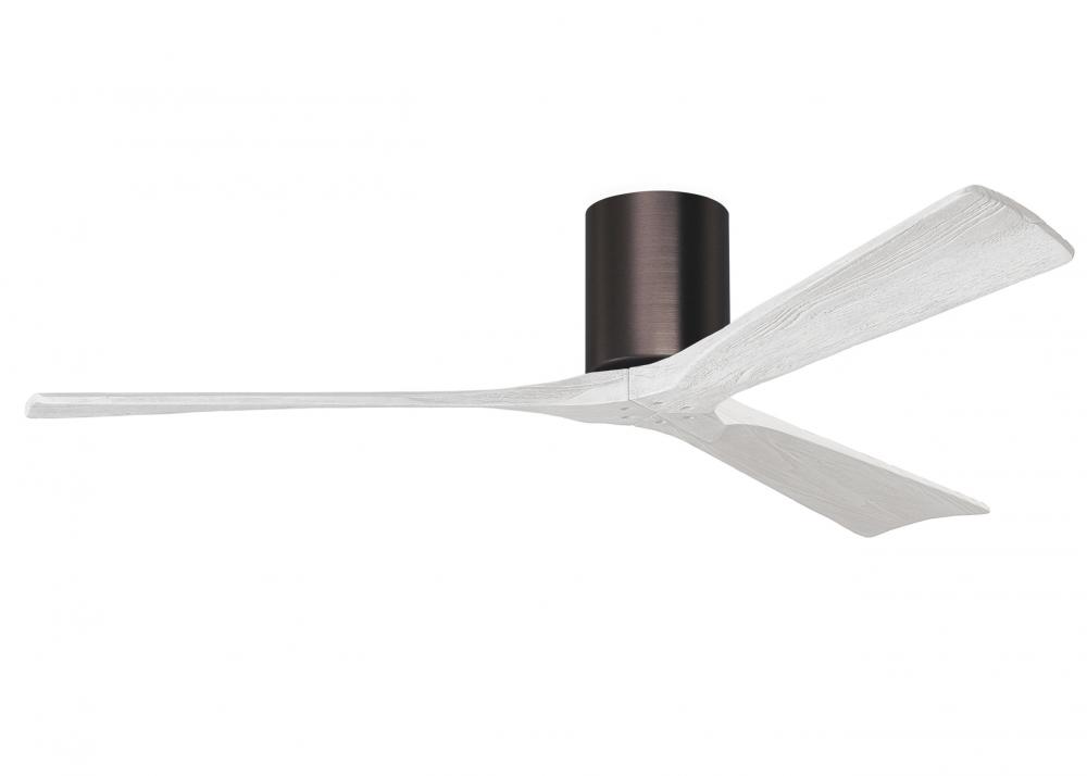 Irene-3H - Three Blade Flush Mount Paddle Fan - 60&#34; - Brushed Bronze Finish - Matte White Blades