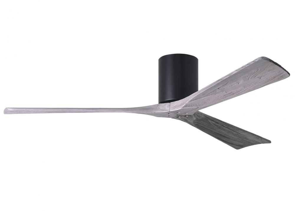 Irene-3H - Three Blade Flush Mount Paddle Fan - 60&#34; - Matte Black Finish - Barn Wood Tone Blades