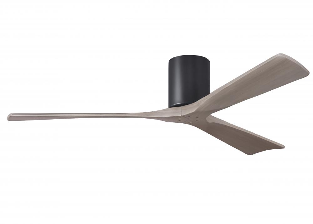 Irene-3H - Three Blade Flush Mount Paddle Fan - 60&#34; - Matte Black Finish - Gray Ash Tone Blades