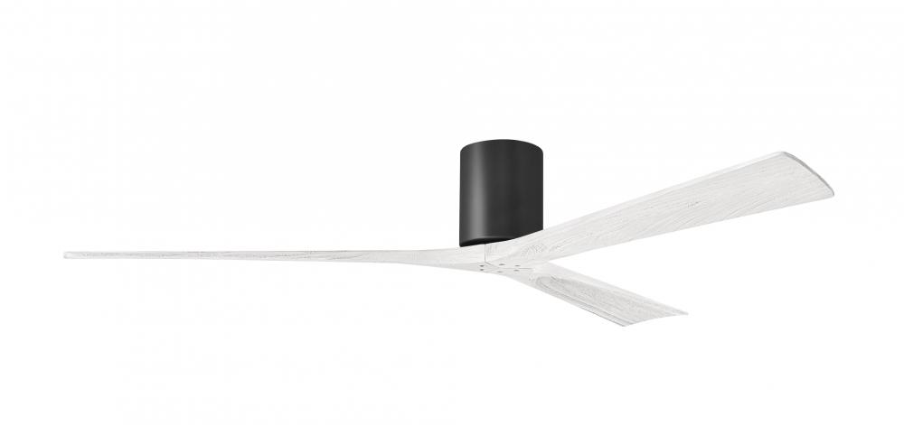 Irene-3H - Three Blade Flush Mount Paddle Fan - 72&#34; - Matte Black Finish - Matte White Blades