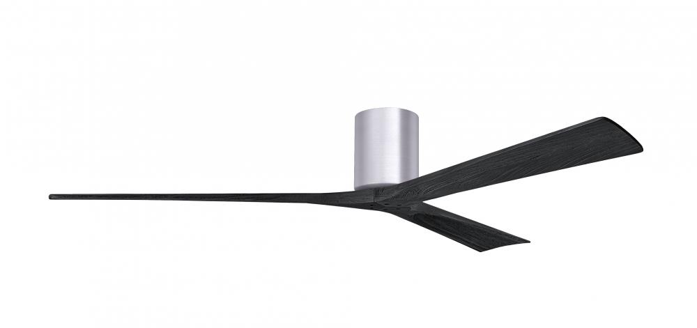 Irene-3H - Three Blade Flush Mount Paddle Fan - 72&#34; - Brushed Nickel Finish - Matte Black Blades