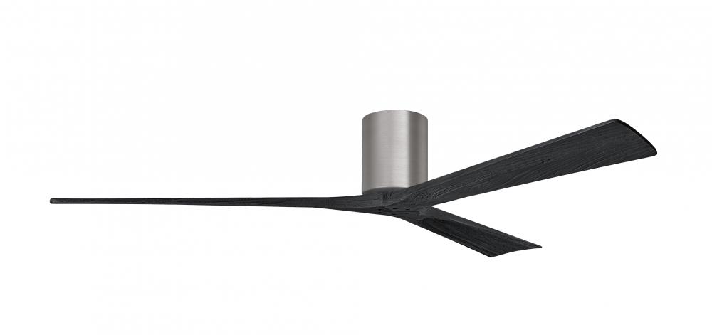 Irene-3H - Three Blade Flush Mount Paddle Fan - 72&#34; - Brushed Pewter Finish - Matte Black Blades