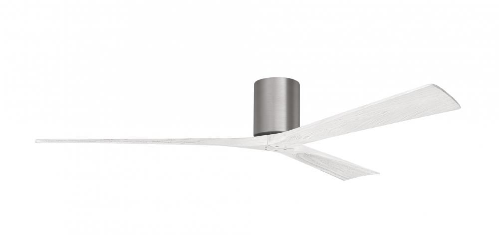 Irene-3H - Three Blade Flush Mount Paddle Fan - 72&#34; - Brushed Pewter Finish - Matte White Blades
