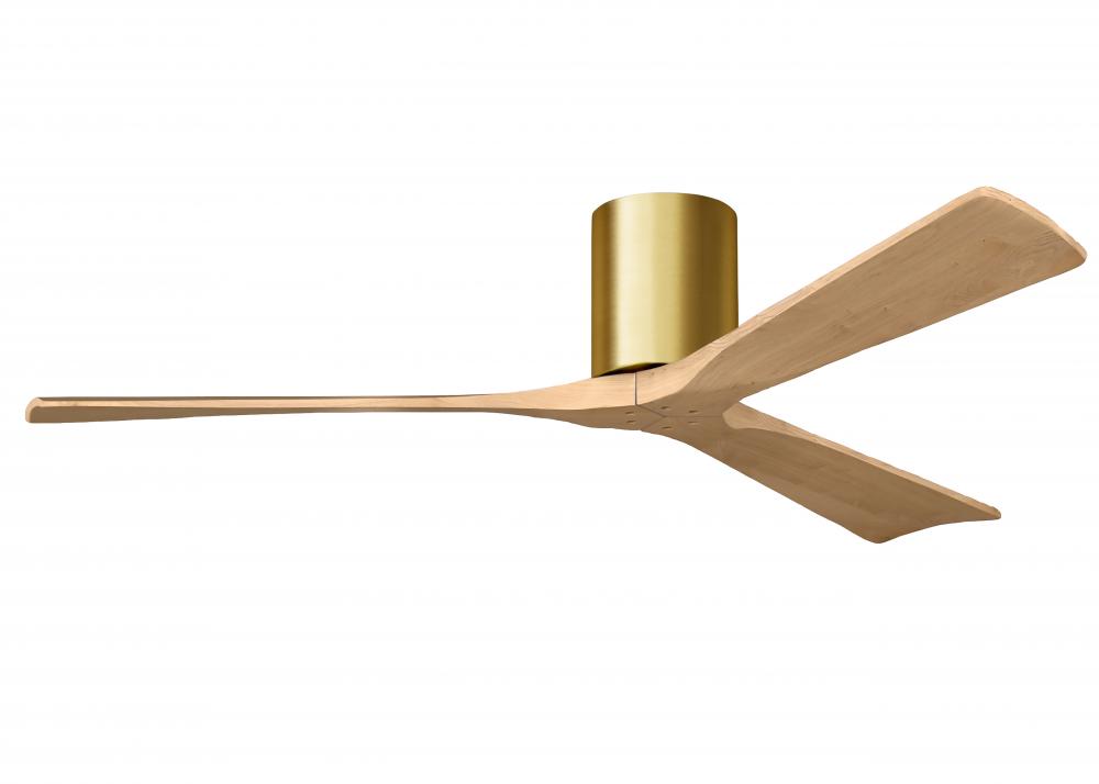 Irene-3H - Three Blade Flush Mount Paddle Fan - 60&#34; - Brushed Brass Finish