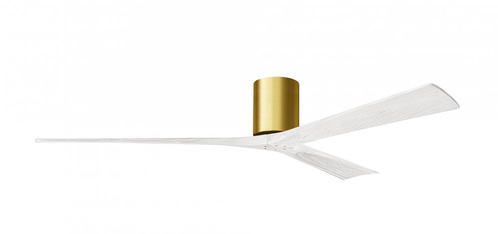Irene-3H - Three Blade Flush Mount Paddle Fan - 72&#34; - Brushed Brass Finish - Matte White Blades