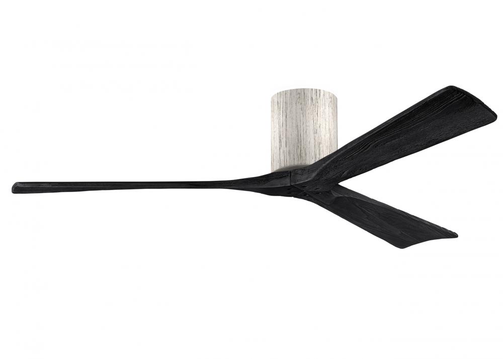 Irene-3H - Three Blade Flush Mount Paddle Fan - 60&#34; - Barn Wood Finish - Matte Black Blades