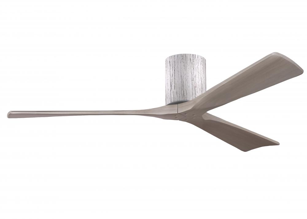 Irene-3H - Three Blade Flush Mount Paddle Fan - 60&#34; - Barn Wood Finish - Gray Ash Tone Blades