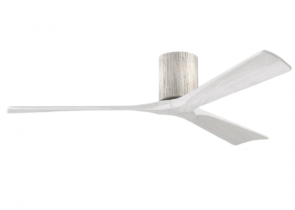 Irene-3H - Three Blade Flush Mount Paddle Fan - 60&#34; - Barn Wood Finish - Matte White Blades