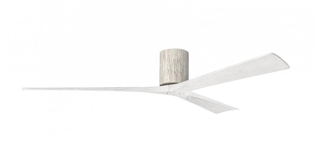 Irene-3H - Three Blade Flush Mount Paddle Fan - 72&#34; - Barn Wood Finish - Matte White Blades