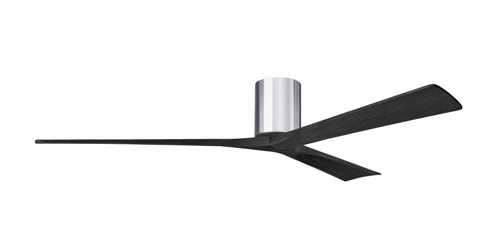 Irene-3H - Three Blade Flush Mount Paddle Fan - 72&#34; - Polished Chrome Finish - Matte Black Blade