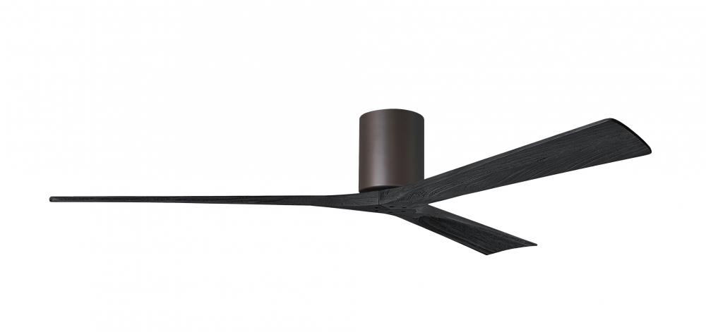 Irene-3H - Three Blade Flush Mount Paddle Fan - 72&#34; - Textured Bronze Finish - Matte Black Blade
