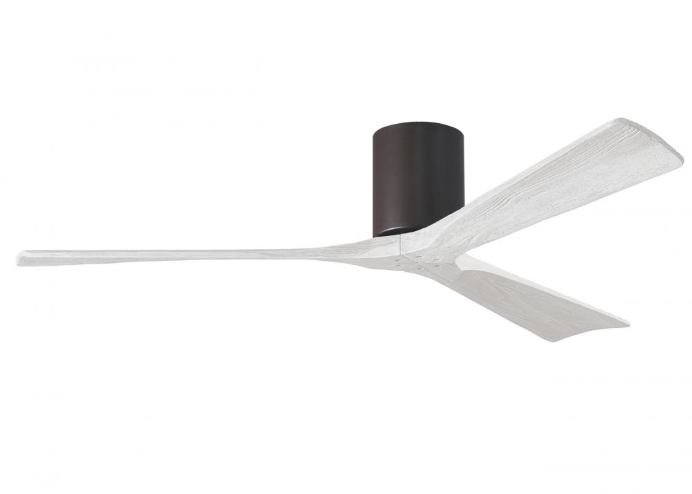 Irene-3H - Three Blade Flush Mount Paddle Fan - 60&#34; - Textured Bronze Finish - Matte White Blade