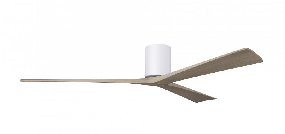 Irene-3H - Three Blade Flush Mount Paddle Fan - 72&#34; - Gloss White Finish - Gray Ash Tone Blades