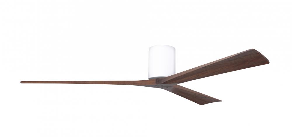 Irene-3H - Three Blade Flush Mount Paddle Fan - 72&#34; - Gloss White Finish - Walnut Tone Blades