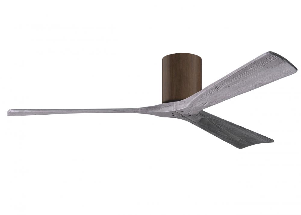 Irene-3H - Three Blade Flush Mount Paddle Fan - 60&#34; - Walnut Finish - Barn Wood Tone Blades