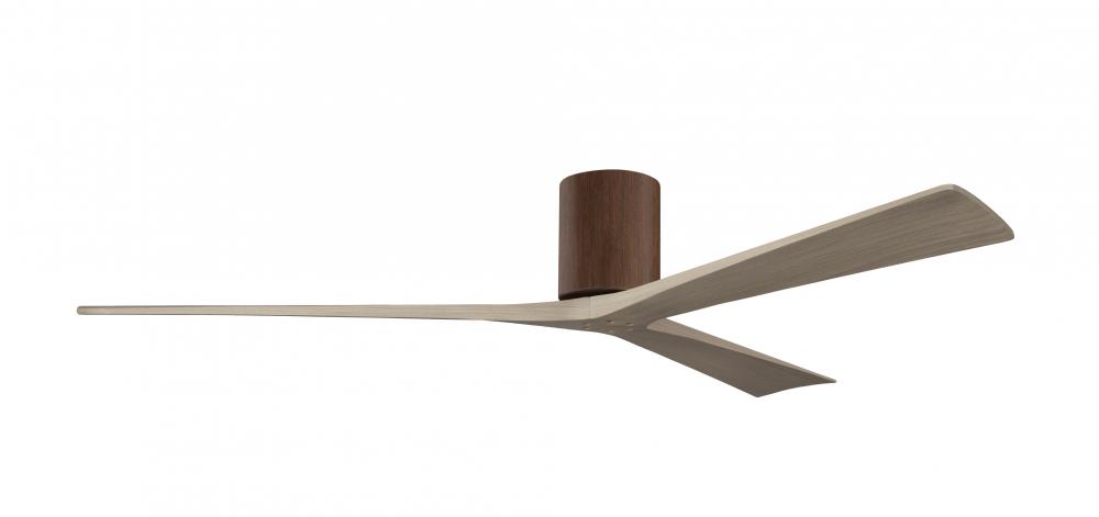 Irene-3H - Three Blade Flush Mount Paddle Fan - 72&#34; - Walnut Finish - Gray Ash Tone Blades