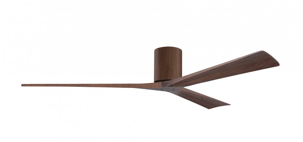Irene-3H - Three Blade Flush Mount Paddle Fan - 72&#34; - Walnut Finish - Walnut Tone Blades