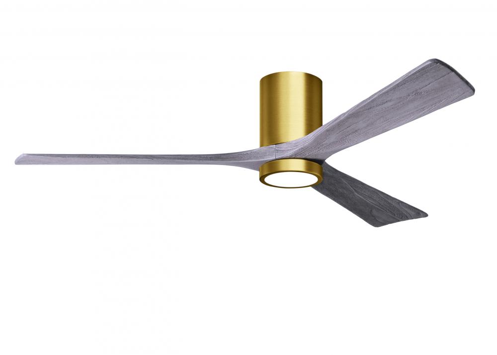 Irene-3HLK - 60&#34; Three Blade Flush Mount Paddle Fan - 5CCT Integrated LED - Brushed Brass Finish