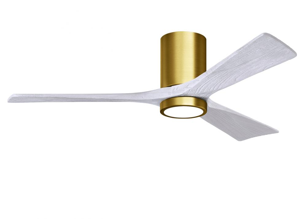 Irene-3HLK - 52&#34; Three Blade Flush Mount Paddle Fan - 5CCT Integrated LED - Brushed Brass Finish