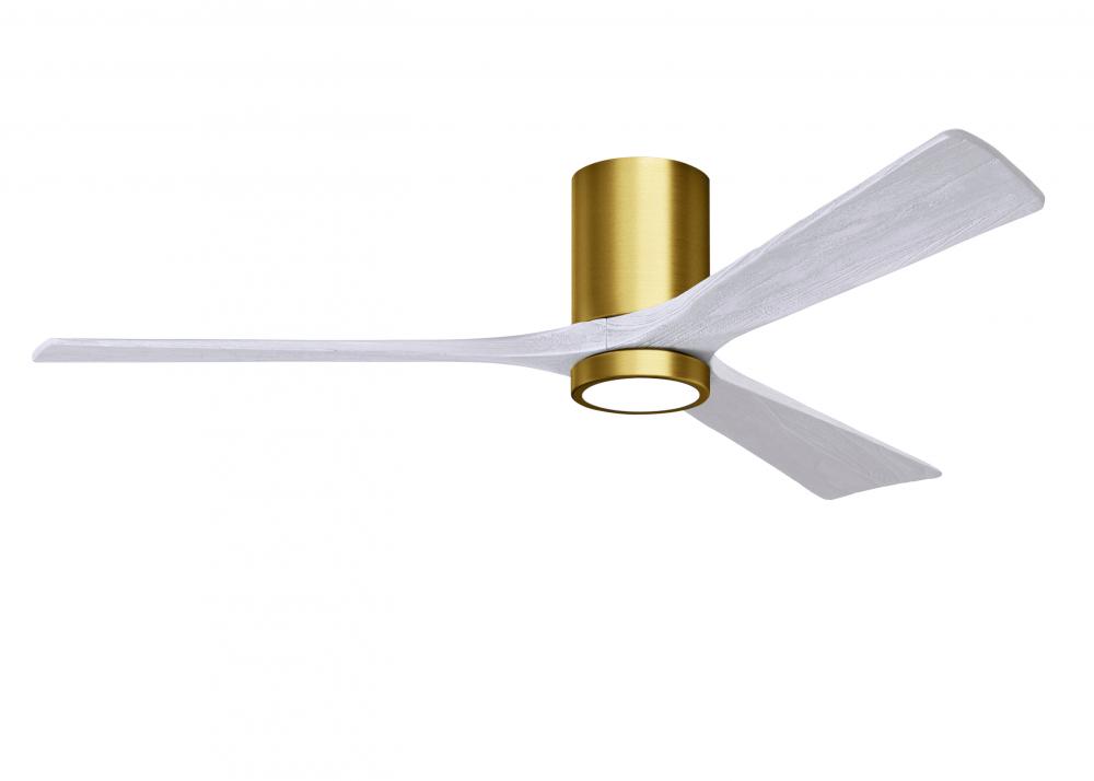Irene-3HLK - 60&#34; Three Blade Flush Mount Paddle Fan - 5CCT Integrated LED - Brushed Brass Finish