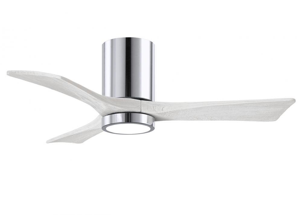 Irene-3HLK-42&#34; Three Blade Flush Mount Paddle Fan-5CCT Integrated LED -Polished Chrome Finish