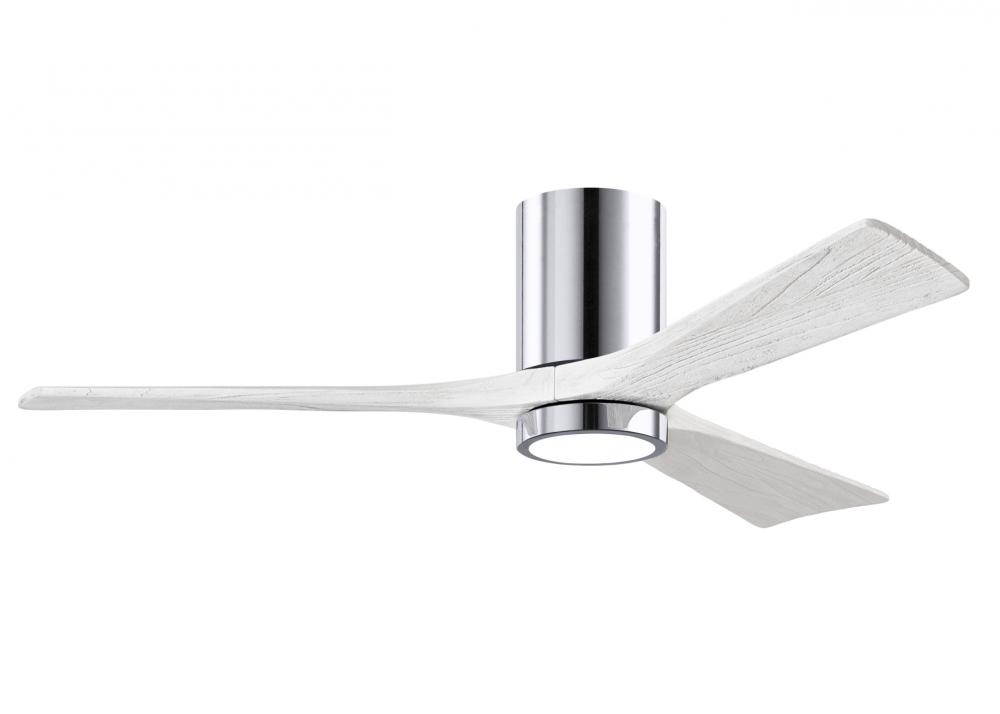 Irene-3HLK-52&#34; Three Blade Flush Mount Paddle Fan-5CCT Integrated LED -Polished Chrome Finish