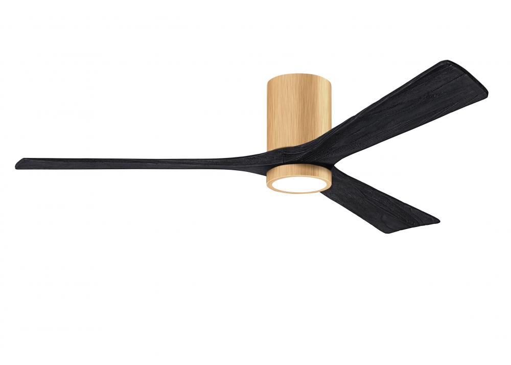 Irene-3HLK-60&#34; Three Blade Flush Mount Paddle Fan-5CCT Integrated LED -Light Maple Tone Finish