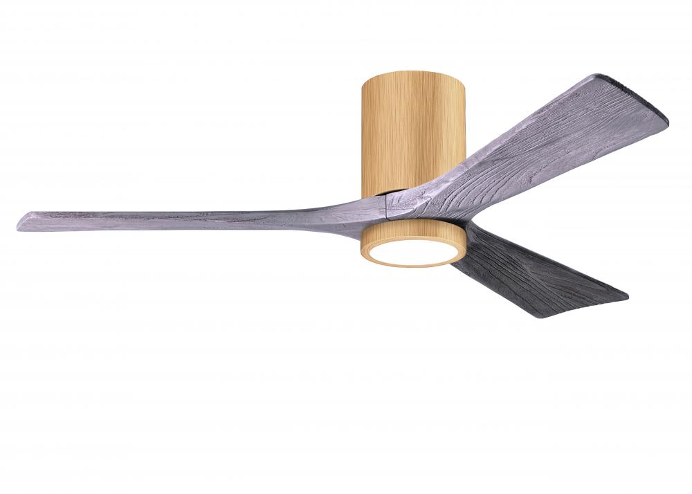 Irene-3HLK-52&#34; Three Blade Flush Mount Paddle Fan-5CCT Integrated LED -Light Maple Tone Finish