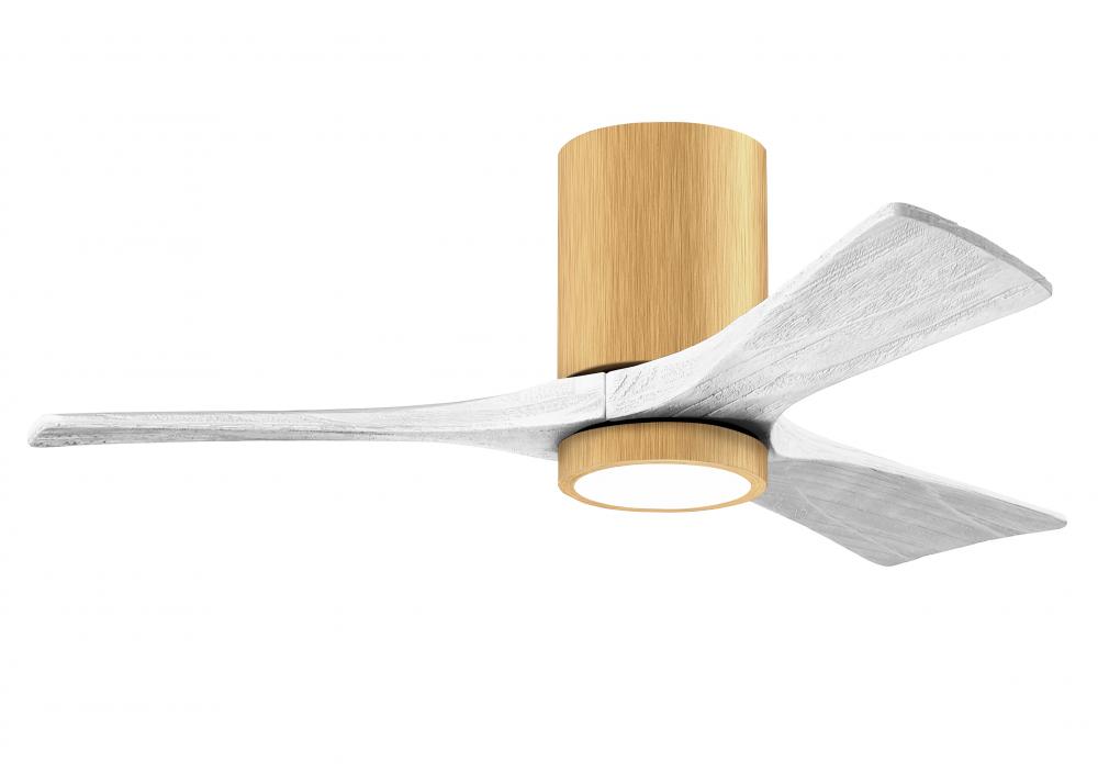 Irene-3HLK-42&#34; Three Blade Flush Mount Paddle Fan-5CCT Integrated LED -Light Maple Tone Finish