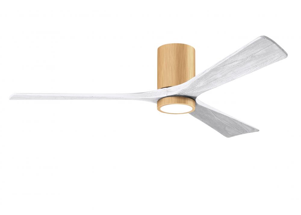Irene-3HLK-60&#34; Three Blade Flush Mount Paddle Fan-5CCT Integrated LED -Light Maple Tone Finish