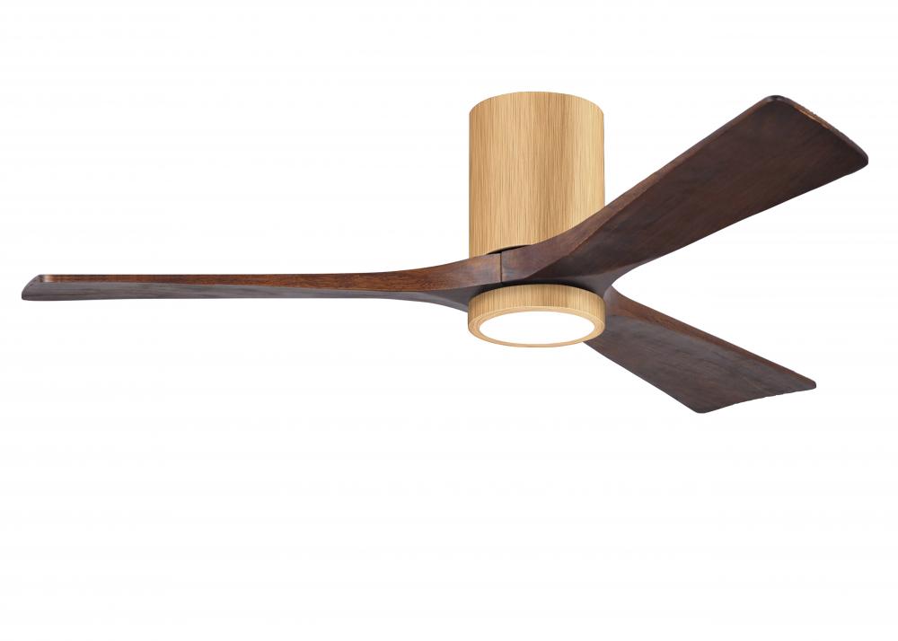 Irene-3HLK-52&#34; Three Blade Flush Mount Paddle Fan-5CCT Integrated LED -Light Maple Tone Finish