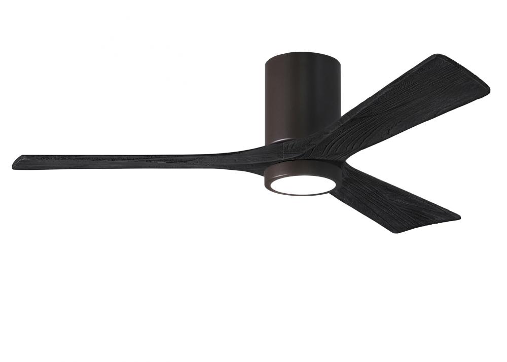Irene-3HLK-52&#34; Three Blade Flush Mount Paddle Fan-5CCT Integrated LED -Textured Bronze Finish
