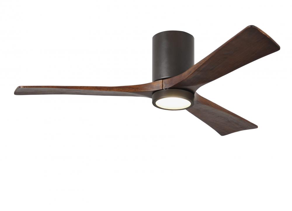 Irene-3HLK-52&#34; Three Blade Flush Mount Paddle Fan-5CCT Integrated LED -Textured Bronze Finish