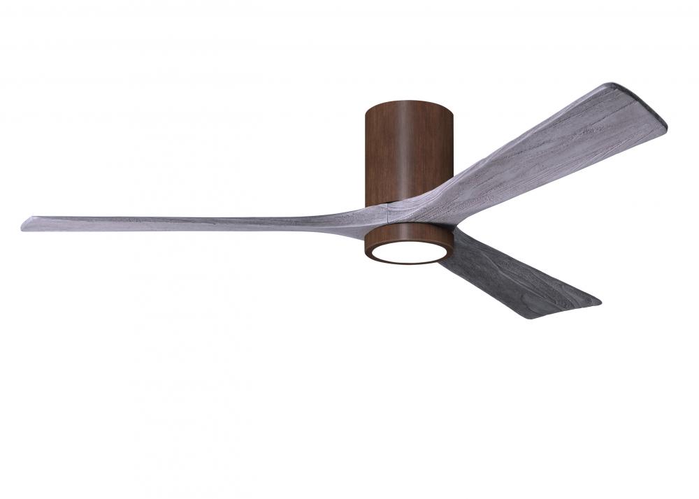 Irene-3HLK - 60&#34; Three Blade Flush Mount Paddle Fan - 5CCT Integrated LED - Walnut Tone Finish