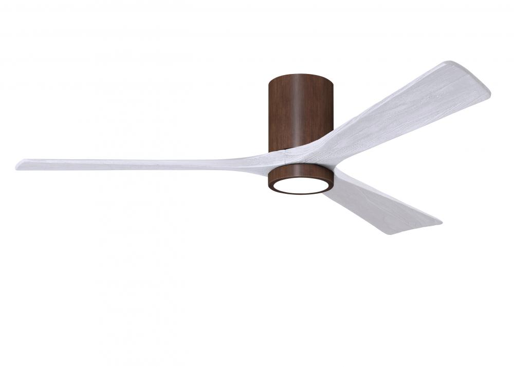 Irene-3HLK - 60&#34; Three Blade Flush Mount Paddle Fan - 5CCT Integrated LED - Walnut Tone Finish