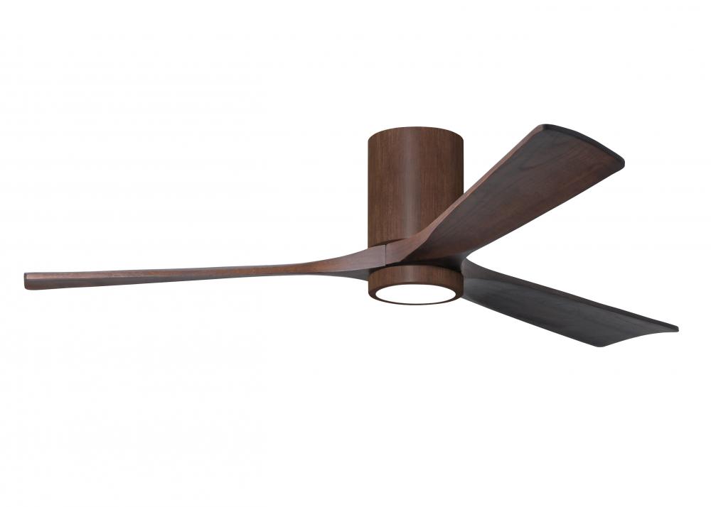 Irene-3HLK - 60&#34; Three Blade Flush Mount Paddle Fan - 5CCT Integrated LED - Walnut Tone Finish