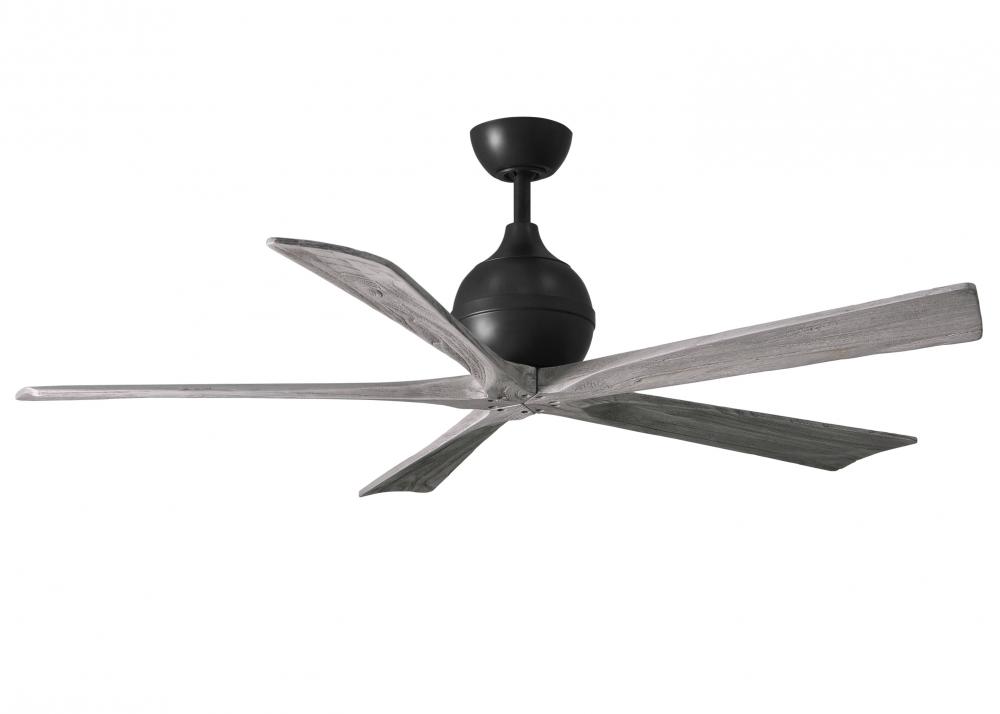 Irene-5 - 60&#34; Five Blade Paddle Fan - Matte Black Finish - Barn Wood Tone Blades