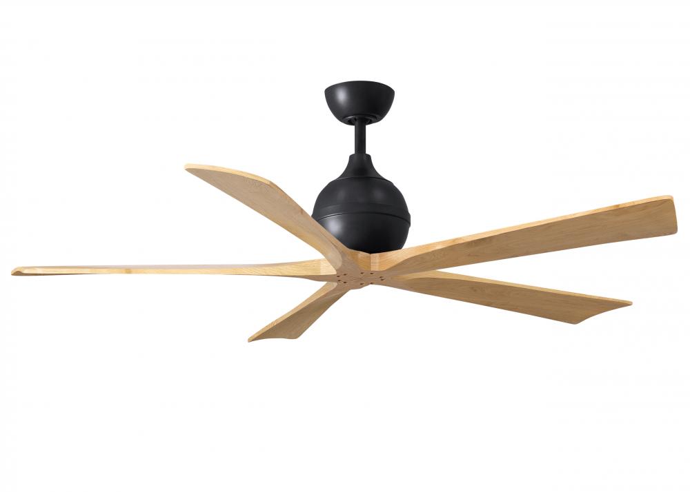 Irene-5 - 60&#34; Five Blade Paddle Fan - Matte Black Finish - Light Maple Tone Blades