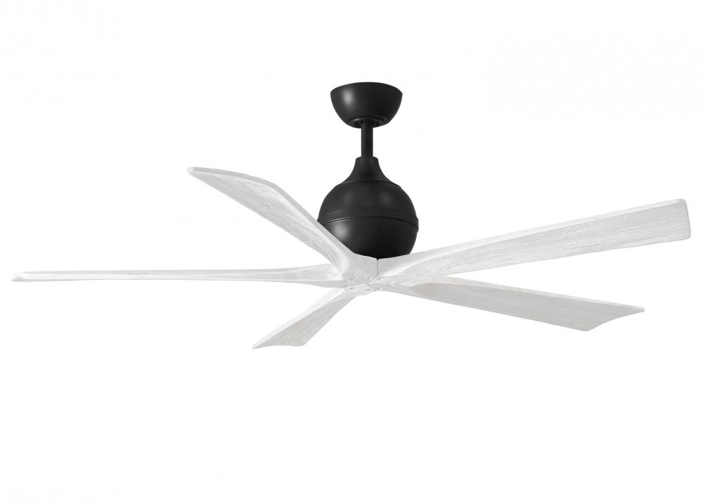 Irene-5 - 60&#34; Five Blade Paddle Fan - Matte Black Finish - Matte White Blades
