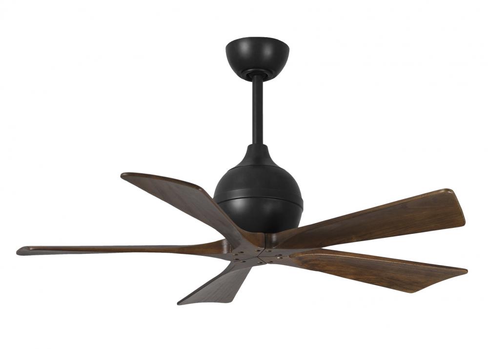 Irene-5 - 42&#34; Five Blade Paddle Fan - Matte Black Finish - Walnut Tone Blades