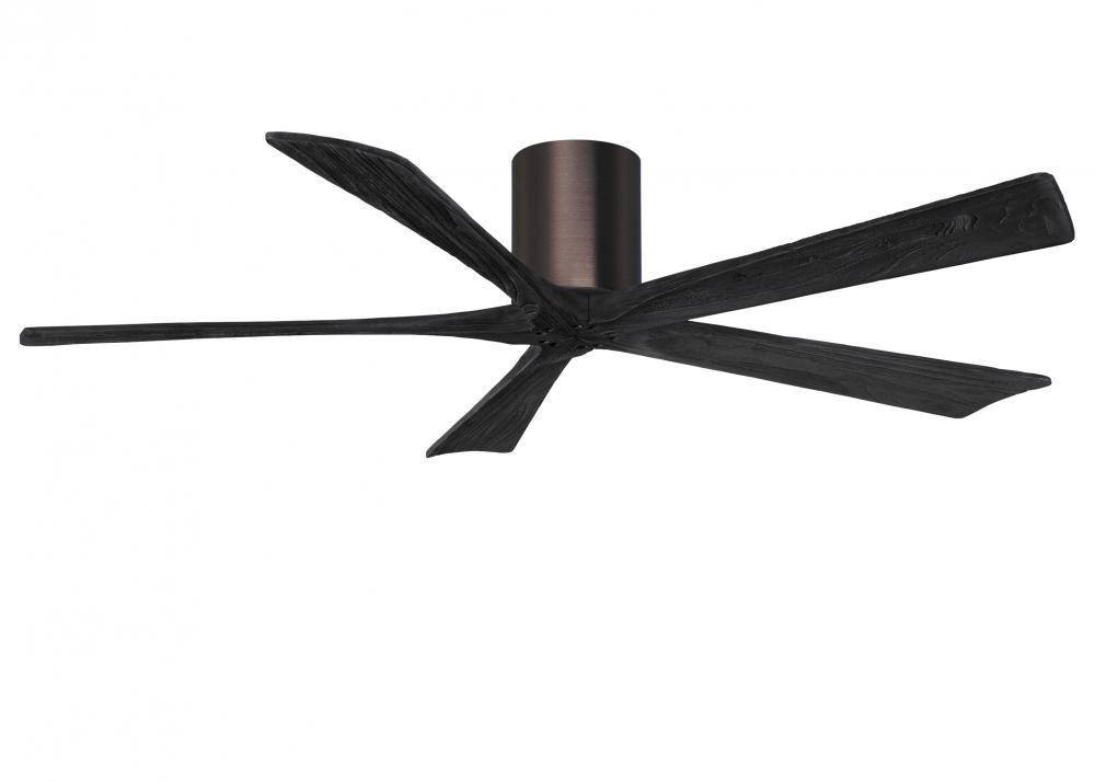 Irene-5H - 60&#34; Five Blade Flush Mount Paddle Fan - Brushed Bronze Finish - Matte Black Blades