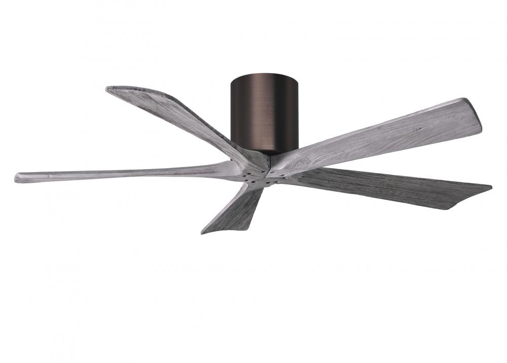 Irene-5H - 52&#34; Five Blade Flush Mount Paddle Fan - Brushed Bronze Finish - Barn Wood Tone Blades