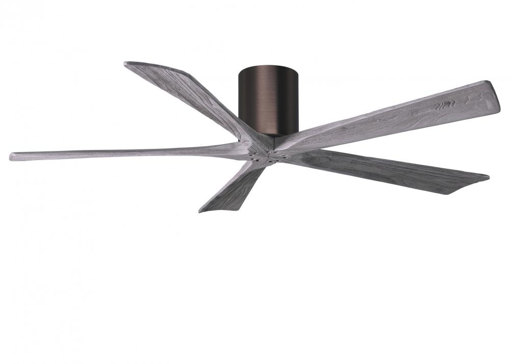 Irene-5H - 60&#34; Five Blade Flush Mount Paddle Fan - Brushed Bronze Finish - Barn Wood Tone Blades