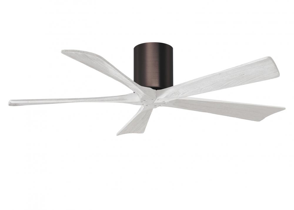 Irene-5H - 52&#34; Five Blade Flush Mount Paddle Fan - Brushed Bronze Finish - Matte White Blades
