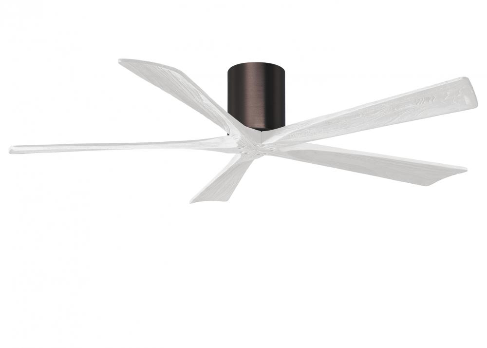 Irene-5H - 60&#34; Five Blade Flush Mount Paddle Fan - Brushed Bronze Finish - Matte White Blades