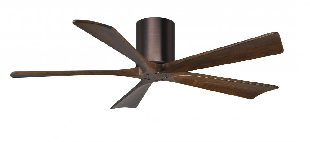 Irene-5H - 52&#34; Five Blade Flush Mount Paddle Fan - Brushed Bronze Finish - Walnut Tone Blades